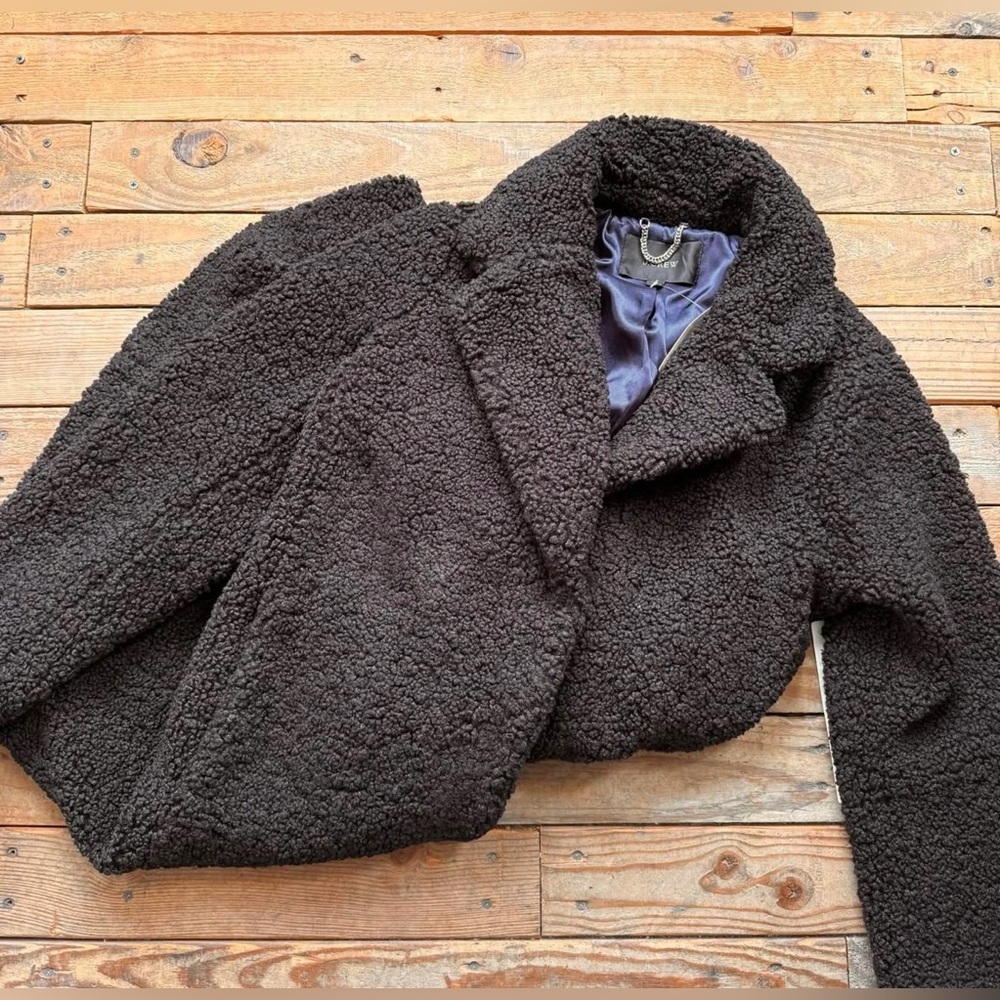 J. Crew *NWT* Women's Classic Black Sherpa Teddy Topcoat